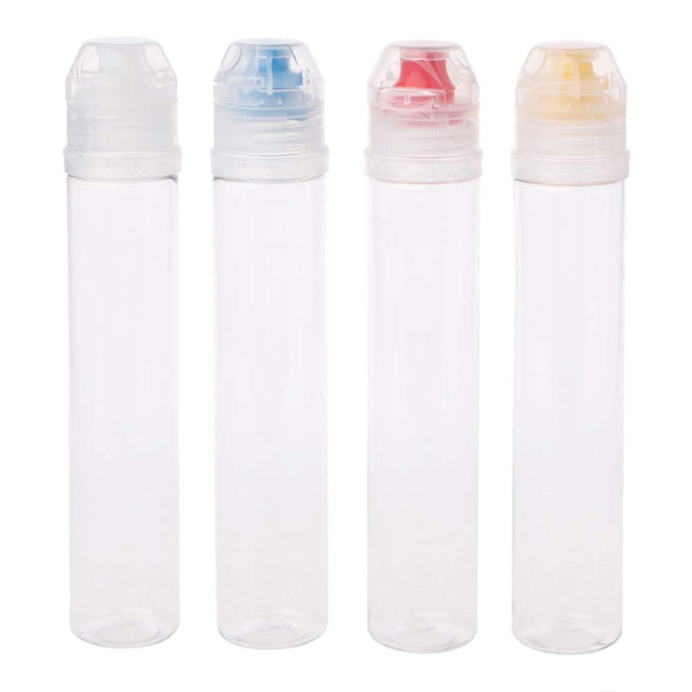 Akoak 4 Pcs Reusable Plastic Squeeze Bottle Dispenser, Salad Dressing, Ketchup, Honey Storage Bottle, Perfect For Kitchen Access