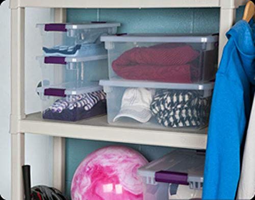 Sterilite 6 Qt Clearview Latch Box, Stackable Storage Bin With Latching Lid, Organize Clothes, Shoes In A Closet, Clear Base And