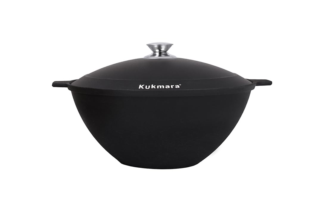 Cast Iron Asian Cauldron with Lid 7.4 Qt (7 L) Camp Fire Cooking Pot, Cast Iron Kazan for Making Pilaf, Dutch Oven Pot, Outdoor 