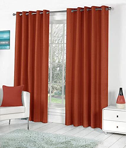Decoholic Rust Polyester Window Curtain 8 Feet | Darkening Faux Texture Plain Drape With Eyelets | Pack Of 1 Panel For Living Ro
