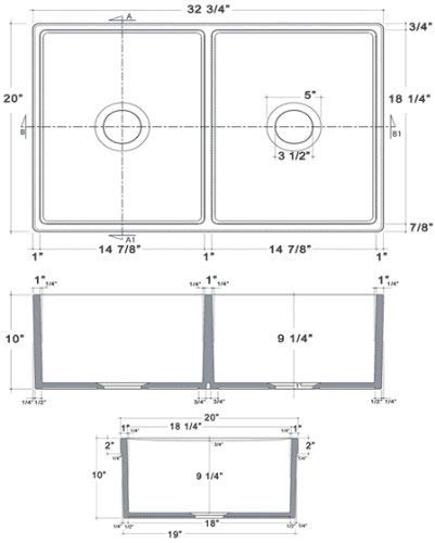 Whitehaus Collection Whqdb532-White Fireclay Kitchen Sink, 33'' X 20'', White/Brushed Nickel