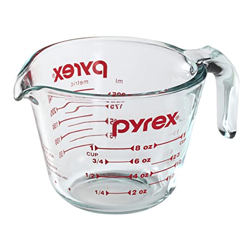 World Kitchen 1 Cup Clear Glass Measuring Cup Set of 6 - Durable, Easy-to-Read Measurements, Ideal for Cooking and Baking