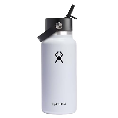 Hydro Flask 32 OZ Wide Flex Straw Cap White  Dishwasher Safe  Leakproof