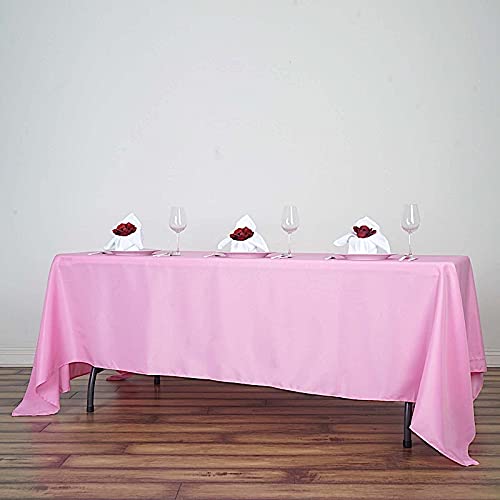 Balsacircle 72X120-Inch Pink Rectangle Polyester Tablecloth Table Cover Linens For Wedding Party Events Kitchen Dining