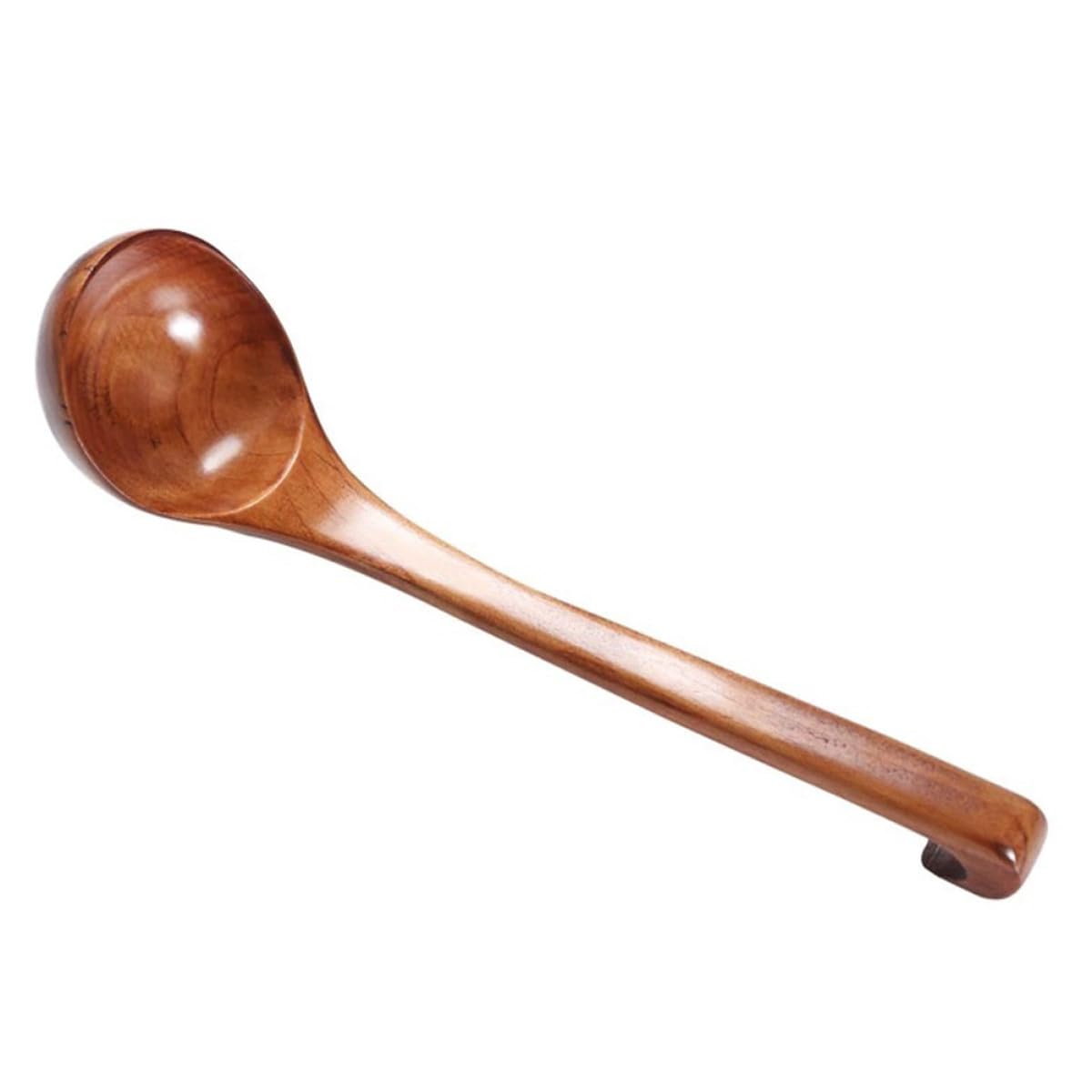 BESTOYARD Wooden Soup Ladle Large round Head Spoon Long Handle Cooking Spoon for Asian Soup and Ramen Bowls Kitchen Serving Uten