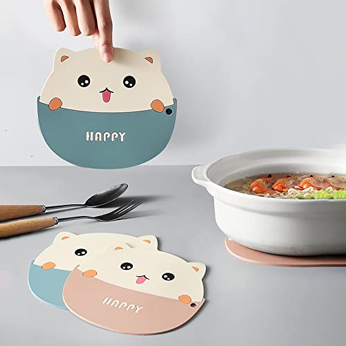 Wolpin Table Coasters Set Of 3 Cats Heat Insulation Pad For Big Hot Pots & Pans Casserole/Bowl/Dining Table Mat Pad/Tea Coasters