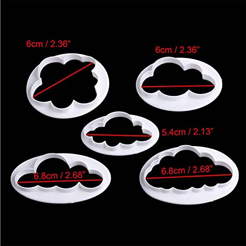 5Pcs Different Pattern Plastic Fluffy Cloud Cutters Cookie Cutters Cake Cutters Fondant Cloud Cutters