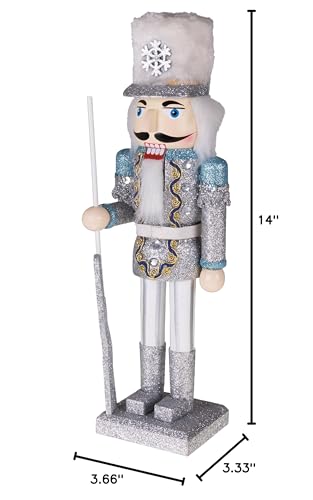 Clever Creations Snow King 14 Inch Traditional Wooden Nutcracker, Festive Christmas D  cor for Shelves and Tables