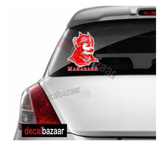 decalbazaar Vinyl Maharana Pratap Singh Glossy Glass Wall Vehicle Sticker, 11 x 8.5 Inches Red