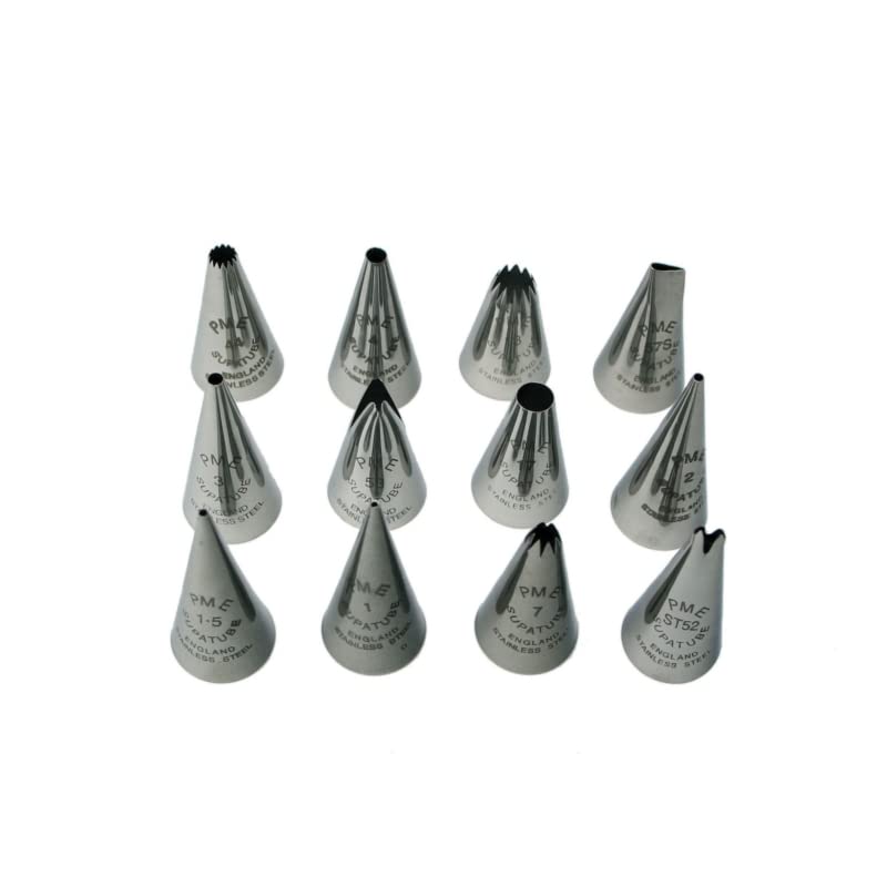 Pme Supatube Stainless Steel Cake Decorating Tips, Set Of 12, Standard, Silver