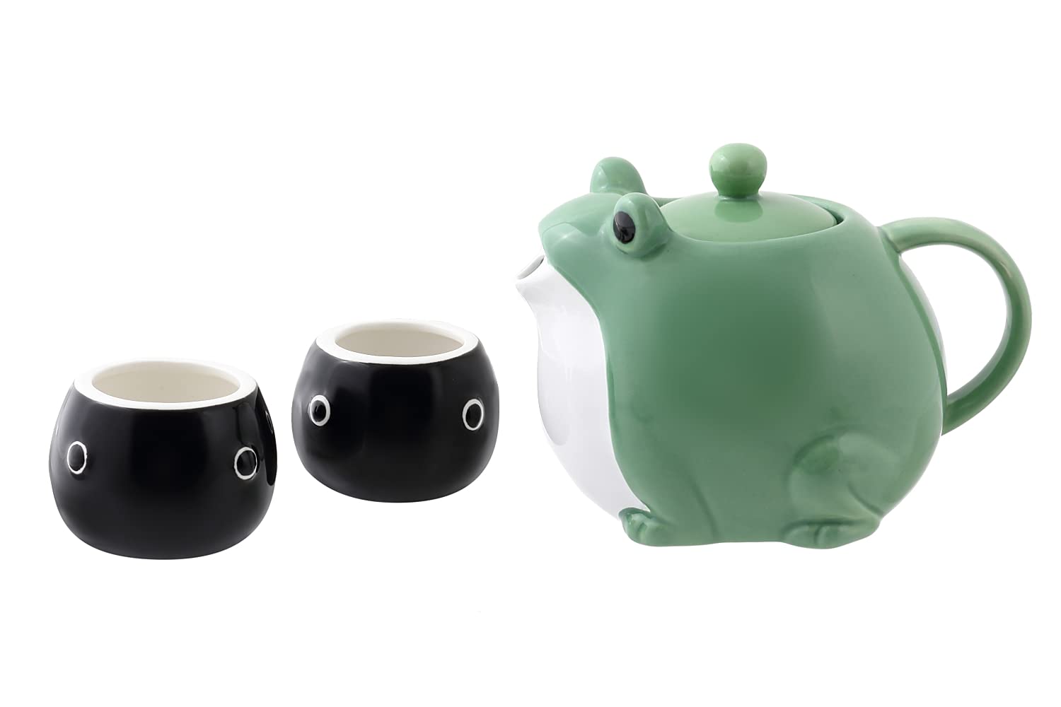 Hakone Yosegi Frog Teapot & Cup Set, Japanese Tea Service With Filter & Gift Box (30 Oz Teapot, 2 5 Oz Cups)