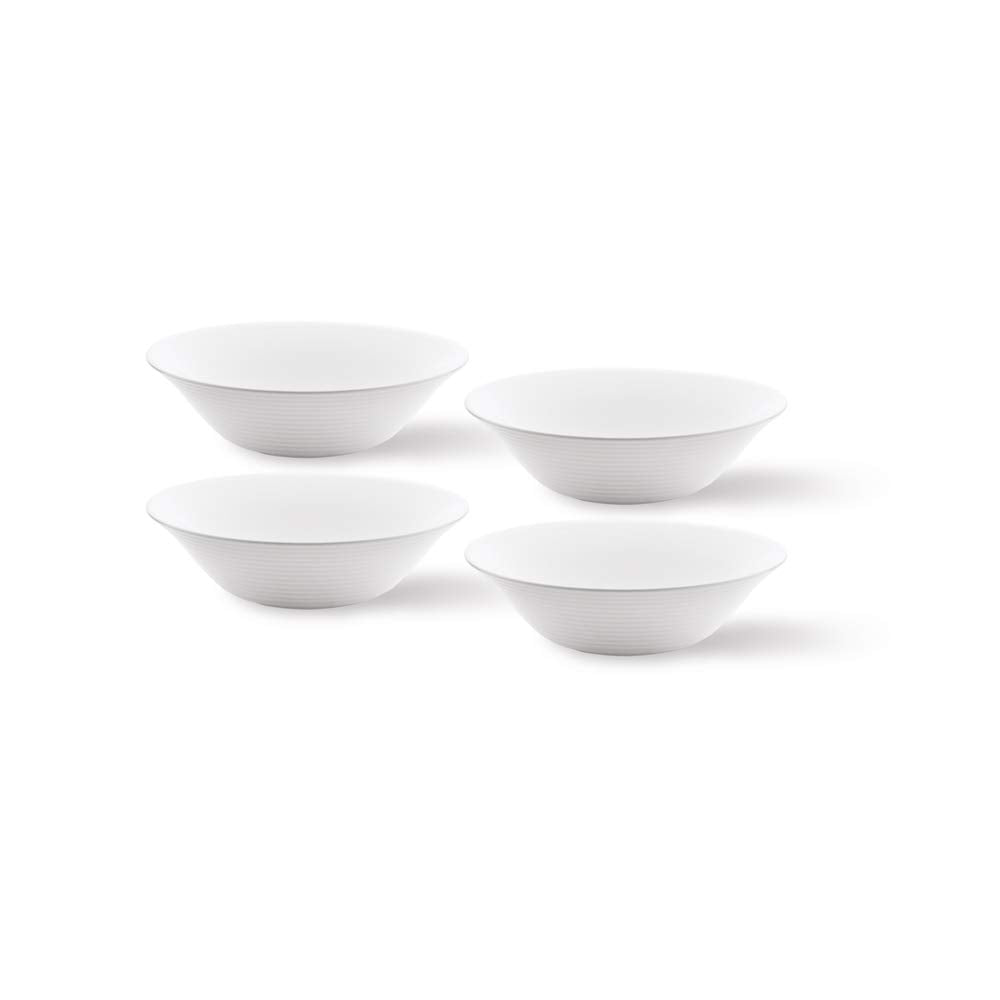Larah By Borosil Orbit Series Opalware Multipurpose Bowl Set, 4 Pcs, White,Solid