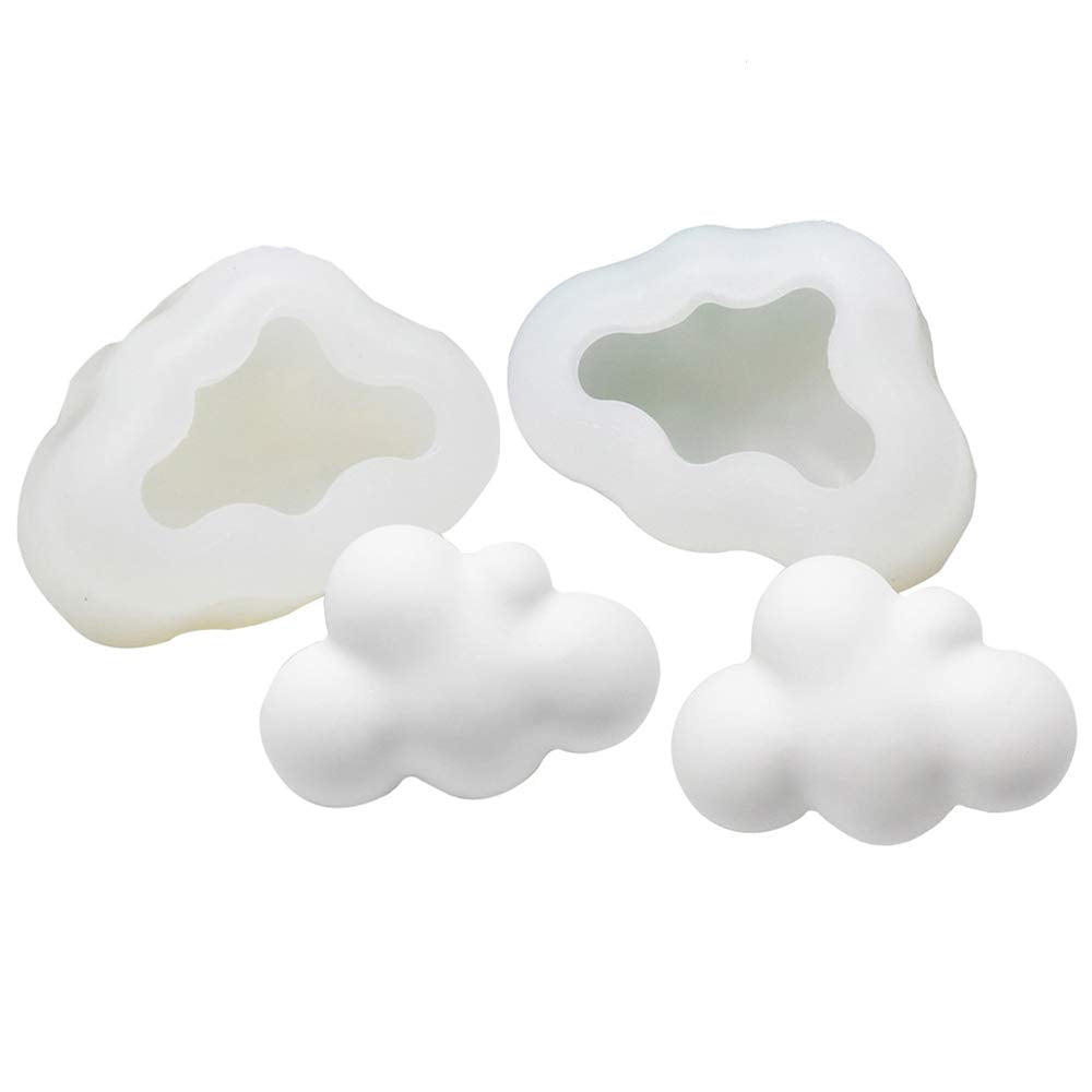 Fewo 2Pcs 3D Cloud Silicone Molds For Fondant Chocolate Candy Cake Decorating Candle Soap Lotion Bar Wax Crayon Melt Plaster Pol