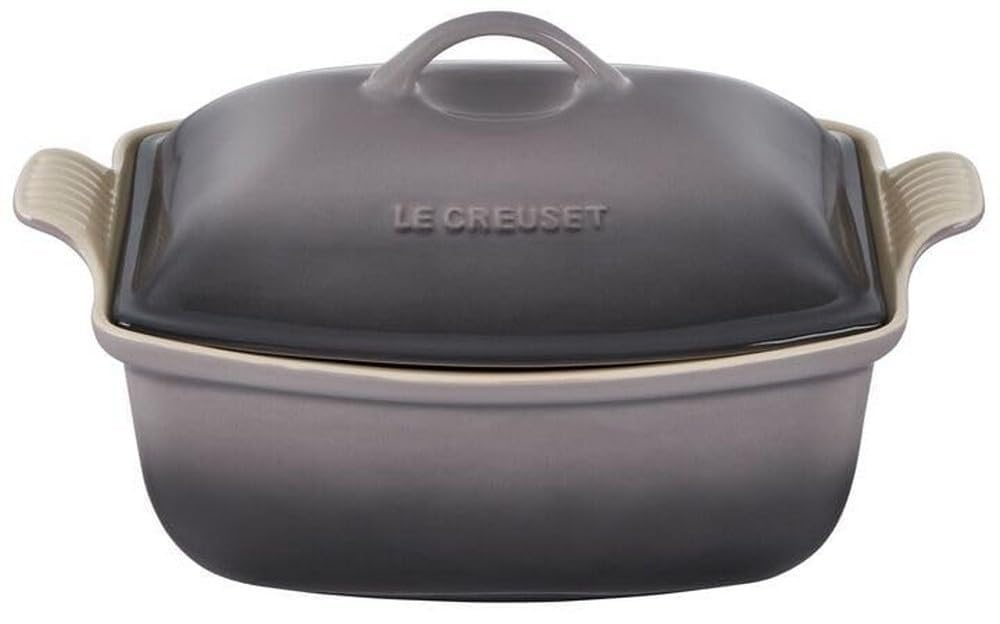 Le Creuset Heritage Stoneware Deep Baker with Lid, 4.5 qt., Oyster