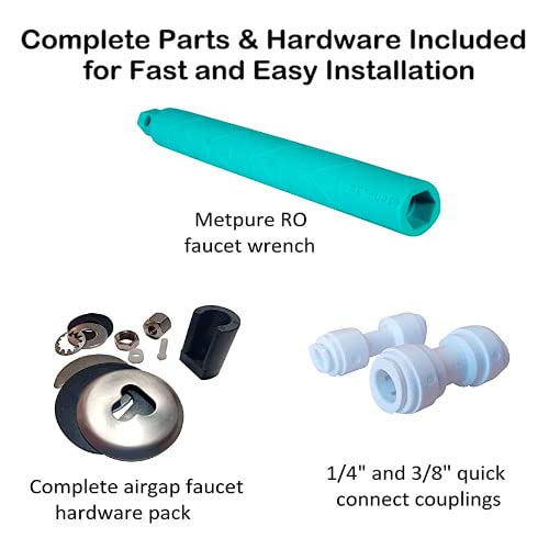 Metpure Ro Faucet Reverse Osmosis Drinking Water Air Gap Filtration System Water Dispenser Spout (Chrome) With Pre-Inserted Tubi