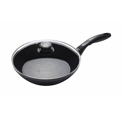 Swiss Diamond 10.25'' Stir Fry Pan Nonstick Induction Diamond Coated Aluminum Stir Fry Pan With Lid, Dishwasher/Oven Safe Stir F