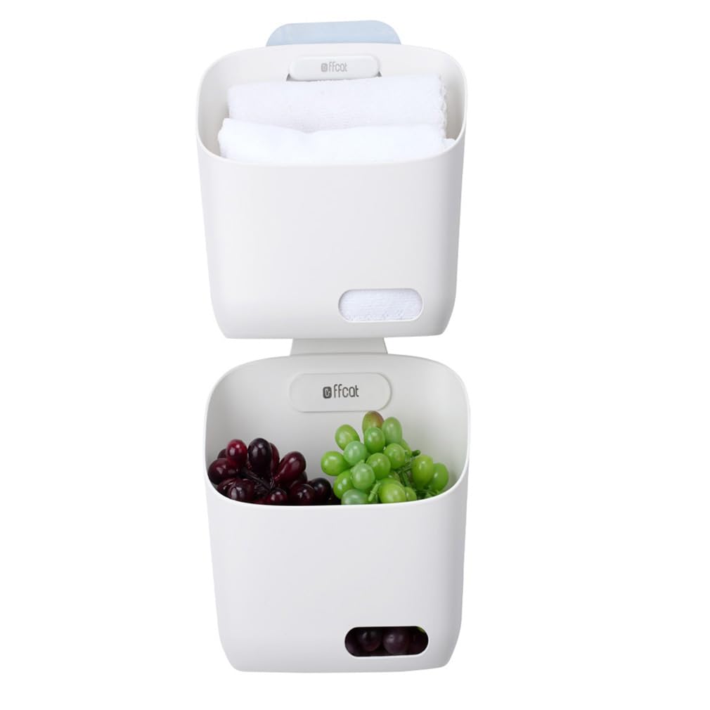 LeleCAT Plastic Hanging Basket Kitchen Storage organizer, Basket with Detachable hook, Hang it behind a door or on a railing, Ov