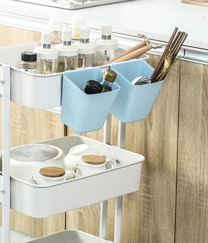 Rikyo 4 Pack Hanging Cup Holders For Storage Trolley & Cutlery Rack,Rolling Cart Accessorie,4.75X4 Hanging Bins,Removable Storag