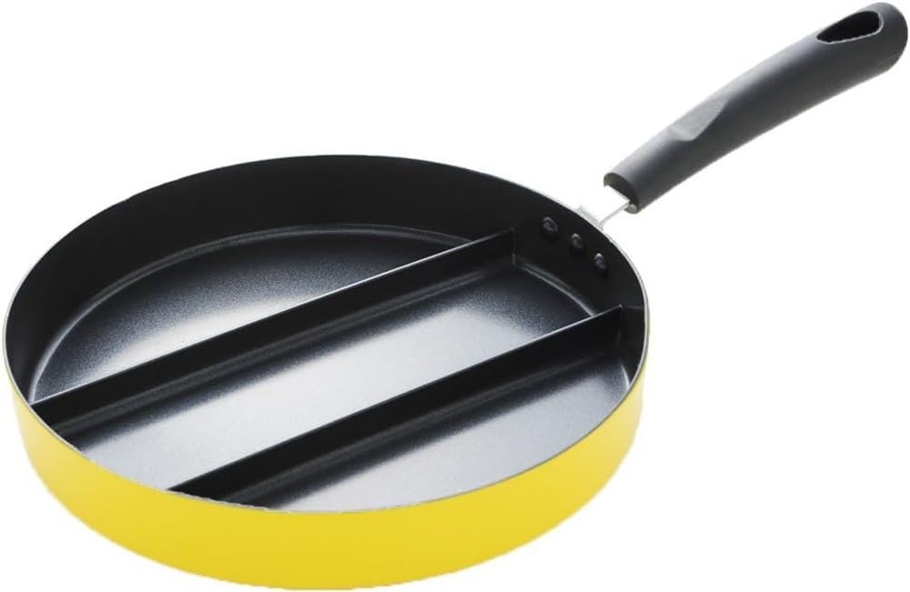 Ernest A76728 Frying Pan (Center Egg, Triple Pan), Induction Compatible, Can Make 3 Types of Side Dishes Simultaneously, Egg, S
