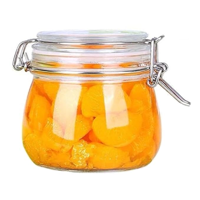 Gretzomall 500 Ml Glass Jars With Airtight Lids Wide Mouth Storage Jars With Buckle Lid For Preserving Decorating Canning Jar Pe