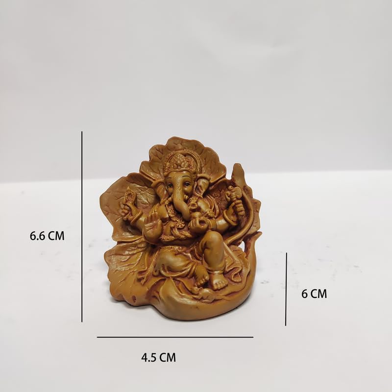 Pratima Wooden Finish Jaswanti Polyresin Ganesh Idol|Vinayaka Statue|Ganpati Murti|Ganesha Idol For Car Dashboard|Ganesh Idol Fo