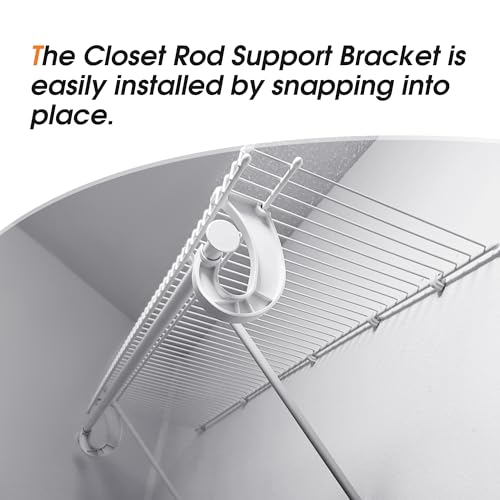 Moonoom 10Pcs Hanging Closet Rod Support,3/4 Closet Shelf Rod Holder,Sturdy J-Shaped Closet Brackets For Hanging Clothes,Cabinet