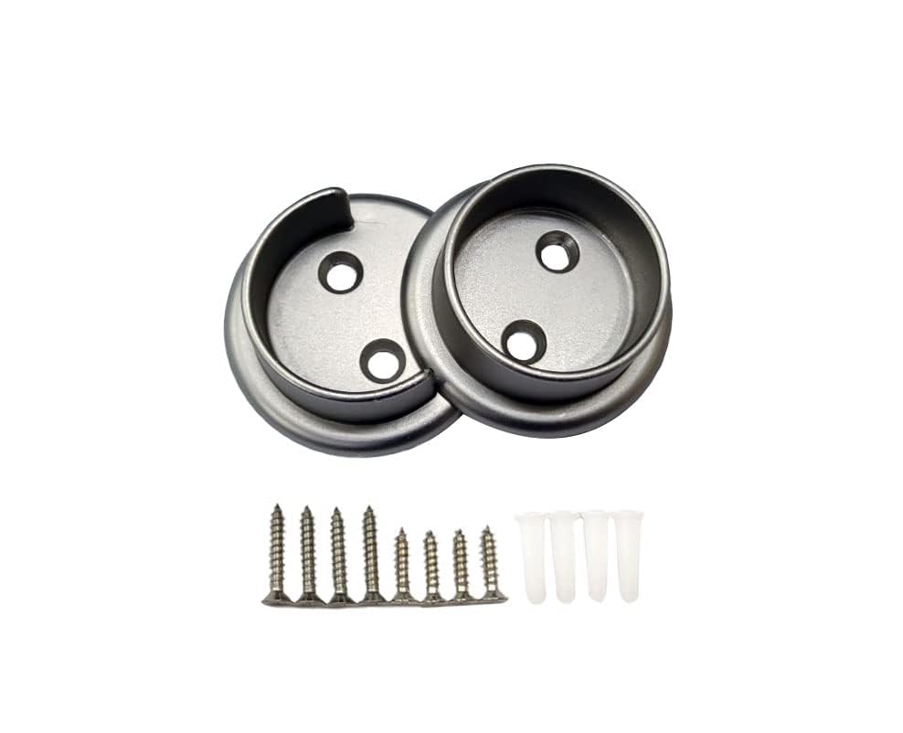 Qcaa Heavy Duty Solid Metal Closet Rod Socket Set, 1-3/8 ' ', Satin Nickel, 1 Pair, Made In Taiwan