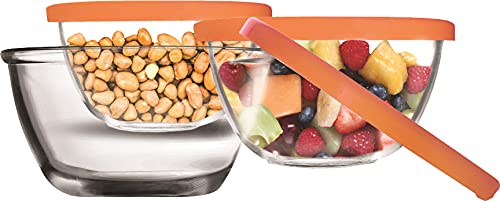 Yera Glass Storage Bowl With Lids, Set Of 4, 265 Ml | Transparent Glassware | Durable & Airtight Lids For Freshness | Perfect Fo