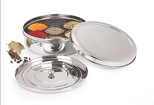 SHREESHANAIK Stainless Steel Masala Box,Stainless Steel Masala Dabba, Stainless Steel Spice Container, Indian Kitchen Spice Box