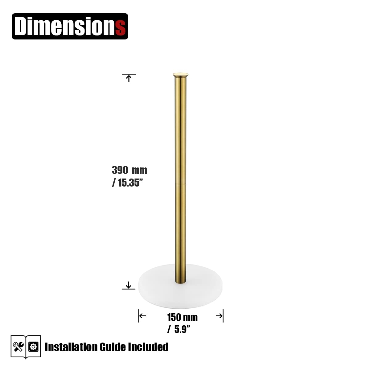 Jqk Toilet Paper Storage Stand White Gold, 304 Stainless Steel Tissue Reserve Holder Dispenser For Bathroom, Brushed Gold, Tps18