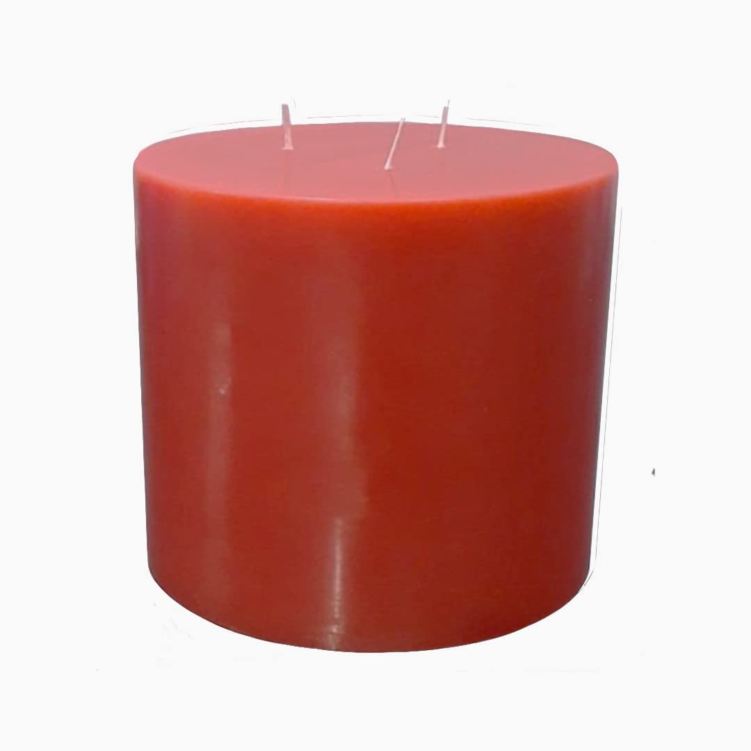 Stone & Feather (SnF), Paraffin Wax, Unscented Red Pillar Candle, 3 Wick, Large Size- 6X6, Long Burnig Time- 200 Hours,for Home