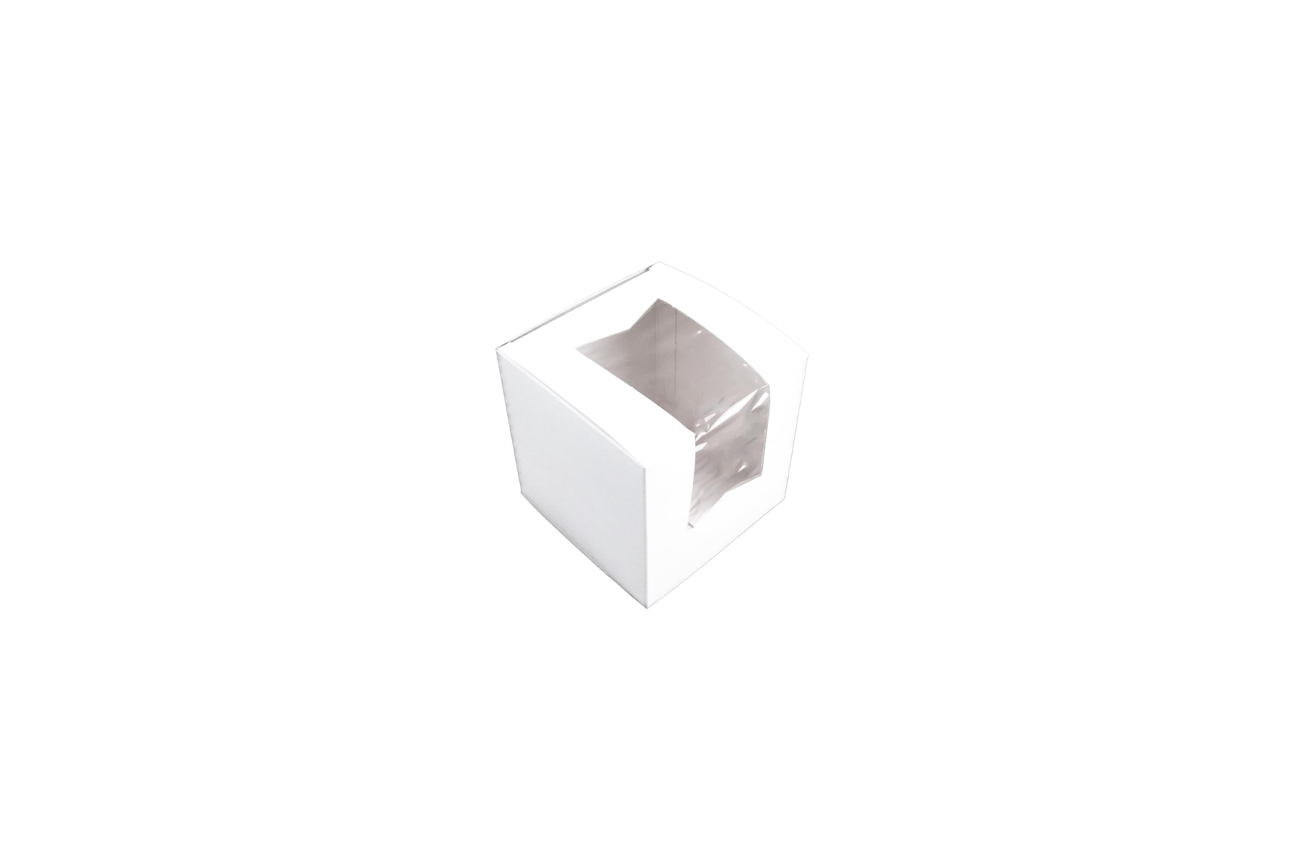 Sct White Window Bakery Boxes With Attached Flip Top, 4-Corner Beers Design, 4.5 X 4.5 X 4.5, White, Paper, 200/Carton