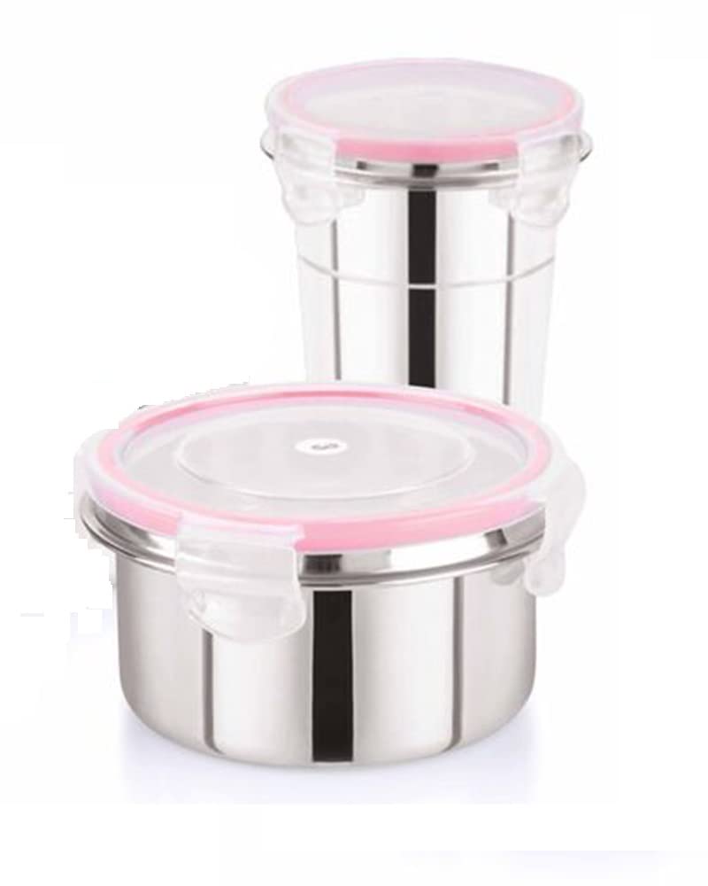 Foliam Leak Proof Click And Seal Lock Stainless Steel Storage/Air Tight Tiffin Container/Lunch Container With Lid (Tumbler 400+3