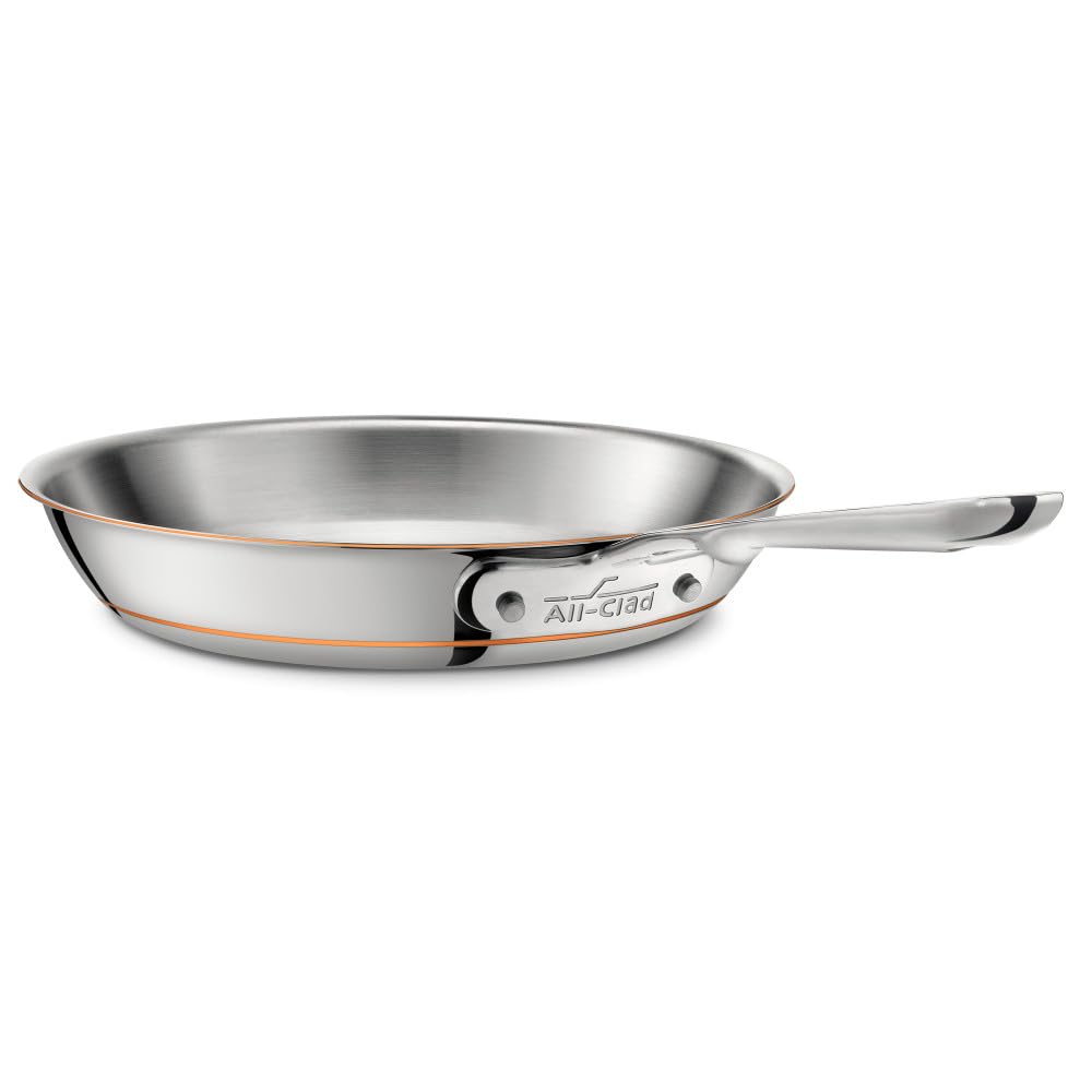 AllClad Copper Core 5Ply Stainless Steel Fry Pan 10 Inch Induction Oven Broiler Safe 600F Pots and Pans, Cookware Silver