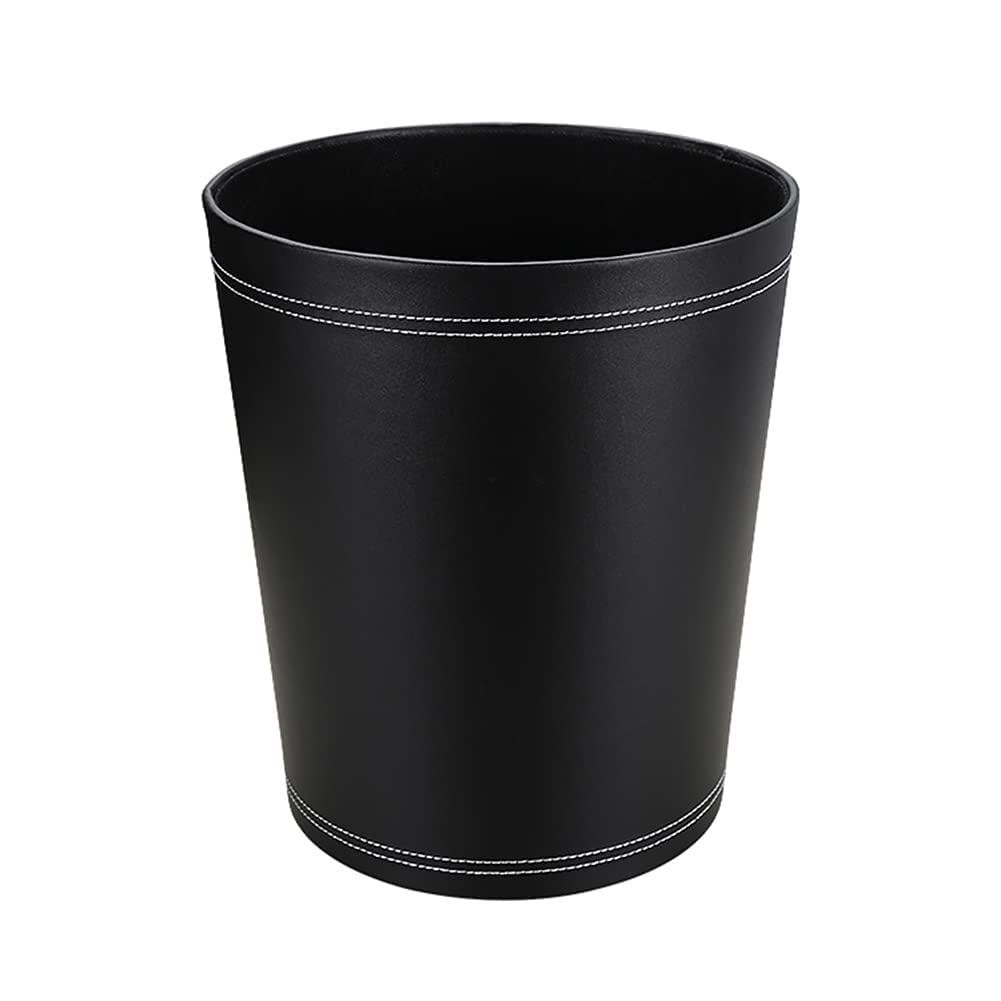 Kingfom Classic Pu Leather Trash Can Wastebasket, Small Garbage Container Can For Bathrooms, Powder Rooms, Kitchens, Home, Offic