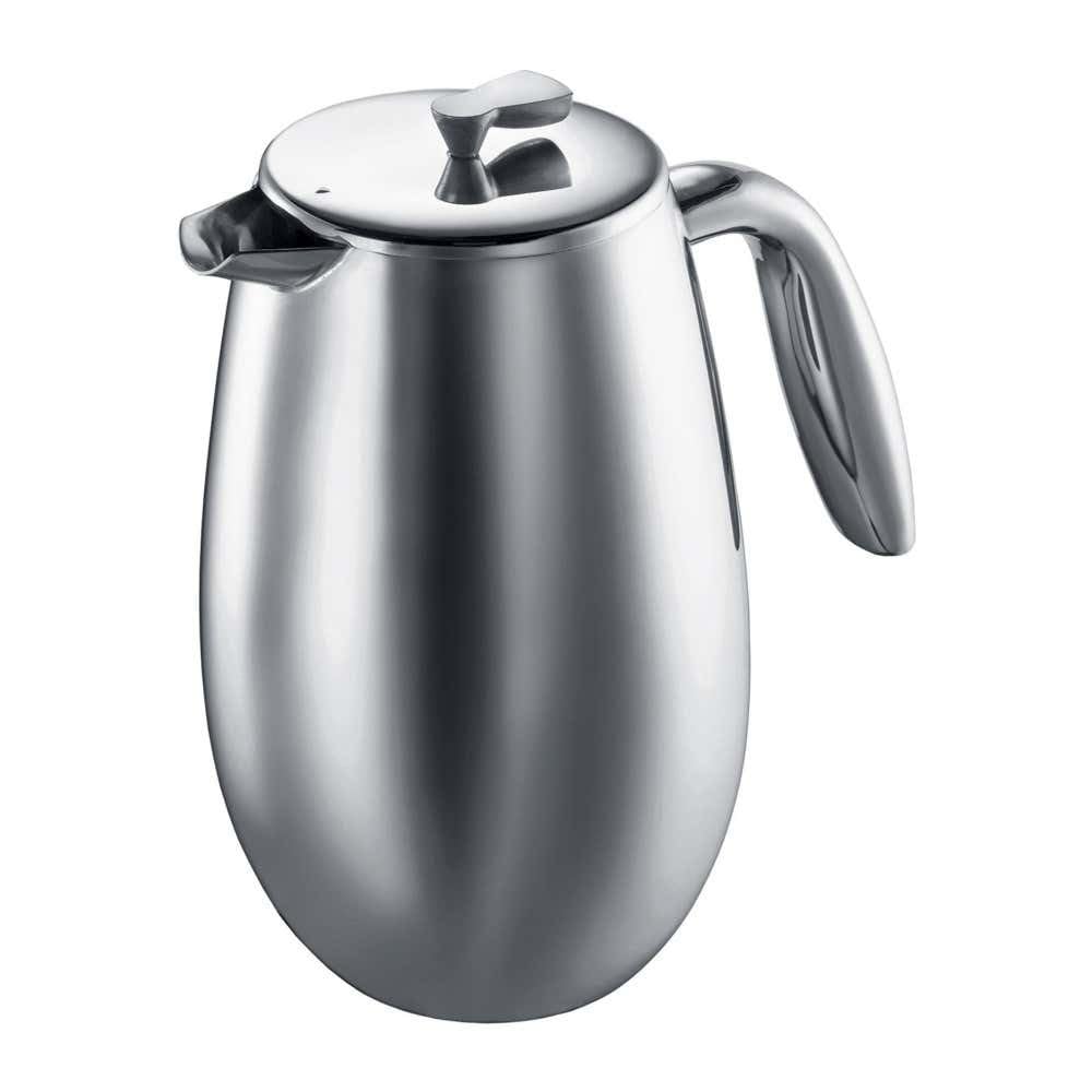 Bodum 34 Oz Columbia Thermal French Press Coffee Maker, Insulated Double Wall Stainless Steel, Chrome