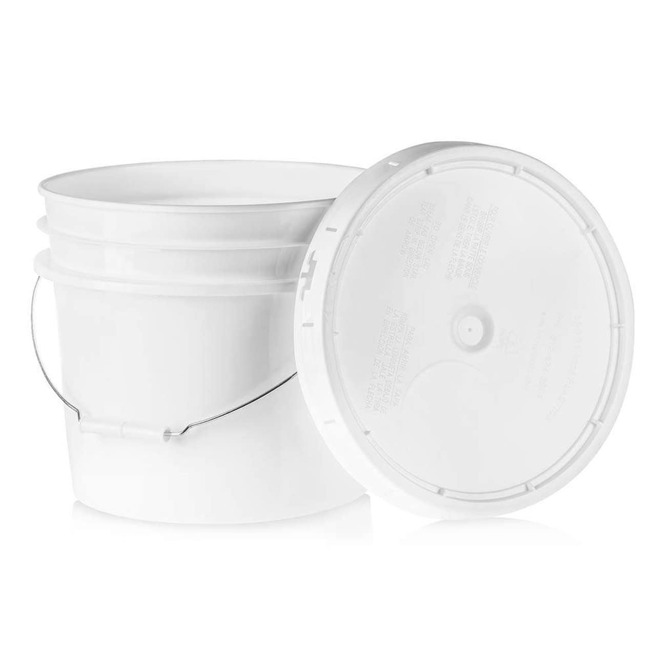 3.5 Gallon White Bucket & Lid - Set Of 3 - Durable 90 Mil All Purpose Pail - Food Grade - Contains No Bpa Plastic (3.5 Gal. W/Li