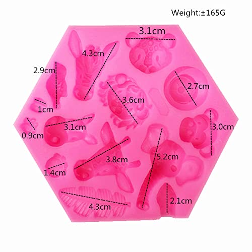 Forest Animals Elephant Lion Giraffe Monkey Zebra Hippo Silicone Mold For Fondant Chocolate Molds Ice Cube Gum Clay Biscuit Plas