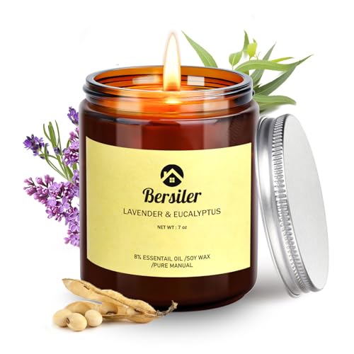 Bersiler Aromatherapy Candles, 7 OZ Lavender Eucalyptus Scented Candles Stress Relief and Relax for Home & Bedroom Gift for Wome