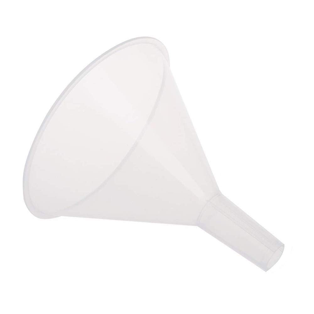 DEDC 4 Pack Clear Plastic Filter Funnel  Oil Funnels  Small Funnel for Filling Bottles  Liquid Transfer Funnel for Kitchen  Laboratory  Garage  Car  5.9 inch Dia Mouth