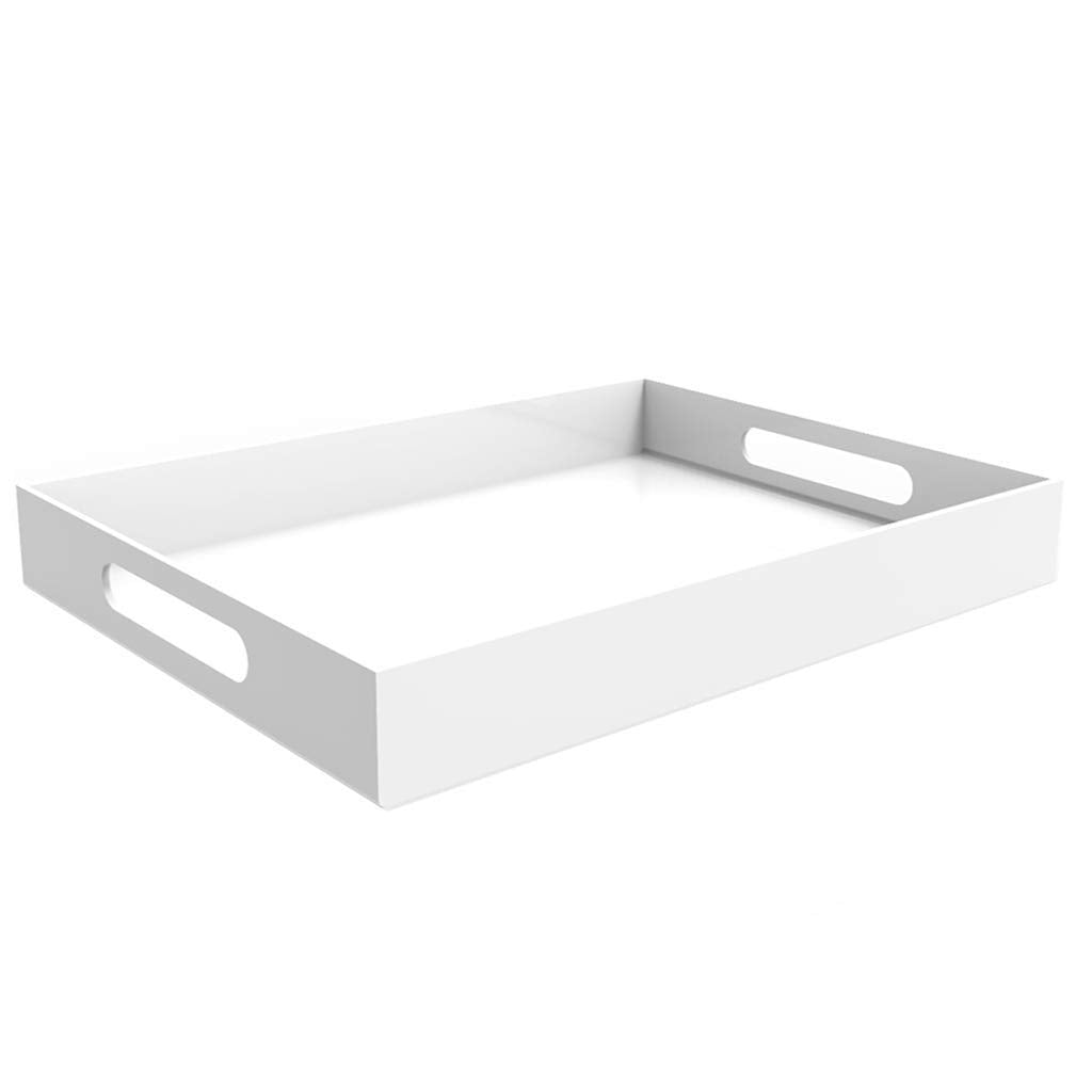 Vale Arbor White Acrylic Serving Tray For Vanity, Bathroom, Outdoor, Food And D  Cor With Handles (Rectangle, Small)