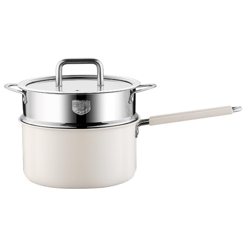 Domini Ceramic Stainless Steel(304)Saucepan with Steamer,Soup pot with Glass Lids,Sauce Pot with Triply Bottom Induction Compati
