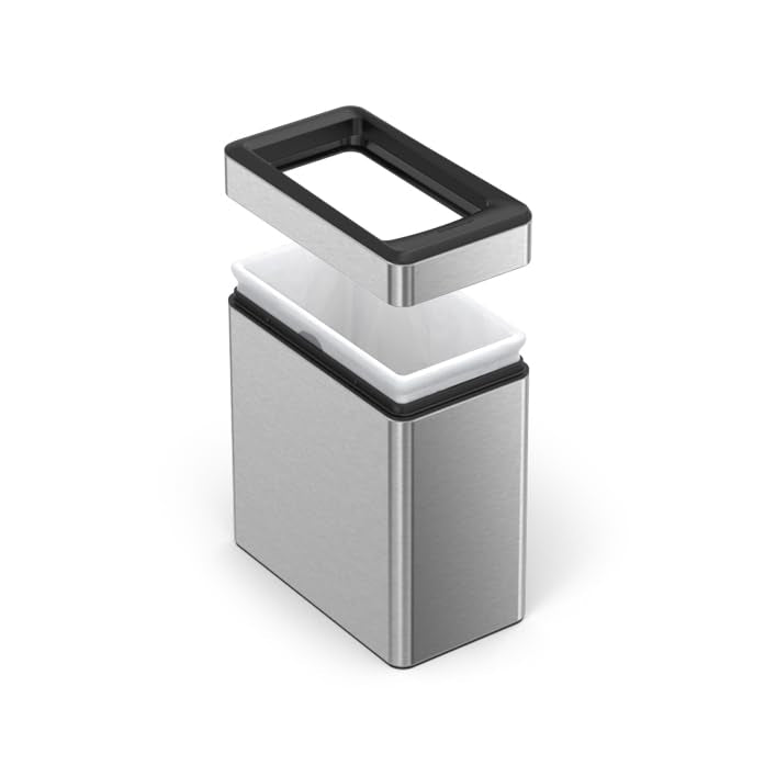 Simplehuman 10 Liter / 2.6 Gallon Profile Open Trash Can, Brushed Stainless Steel