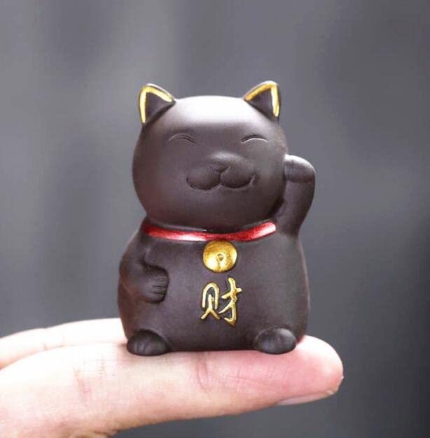 Eatingbiting Chinese Zisha Tea Pet Maneki Neko Lucky Wealth Cat Tea Pet Golden Bell ? Rich Logo Handmade Purple Clay For Kungfu