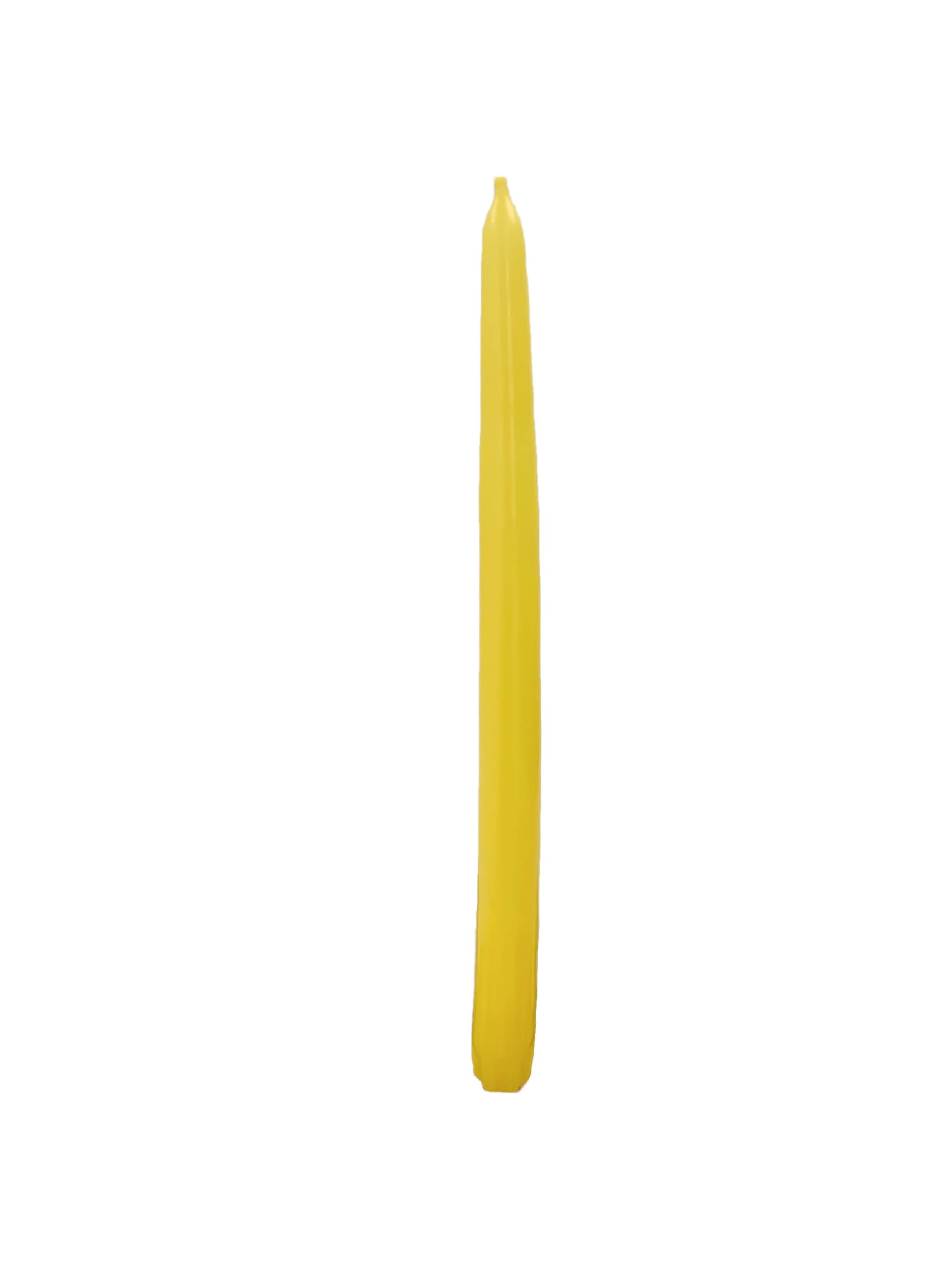 D'light Online Elegant Unscented Yellow Taper Premium Quality Candles Hand-Dipped  Dripless and Smokeless - Set of 12 Individually Wrapped (12 Inch  Yellow)