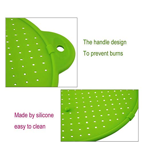 Multifunctional 3 In 1 Silicone Splatter Screen, Splatter Guard, Strainer, Trivet, 11 Inch, Green