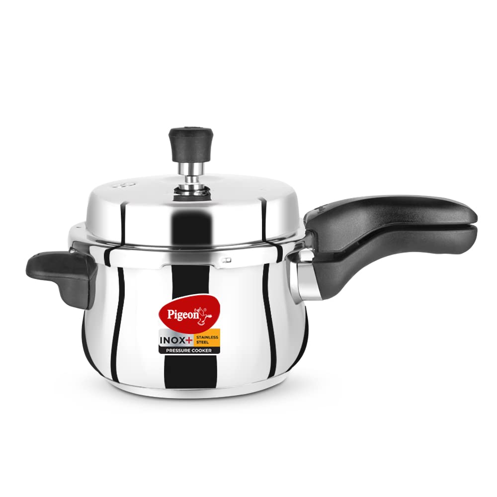 Pigeon By Stovekraft Stainless Steel Pressure Cooker (14501) 3 Litre, Induction Base Outer Lid, Silver