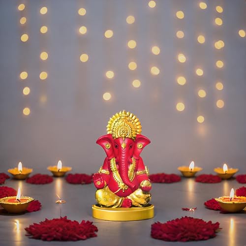 Signamio Handcrafted Pink Ganesha Idol For Car Dashboard Item: Ganesh Ji, Ganpati Bappa Murti For Home Decor - Exquisite Car God