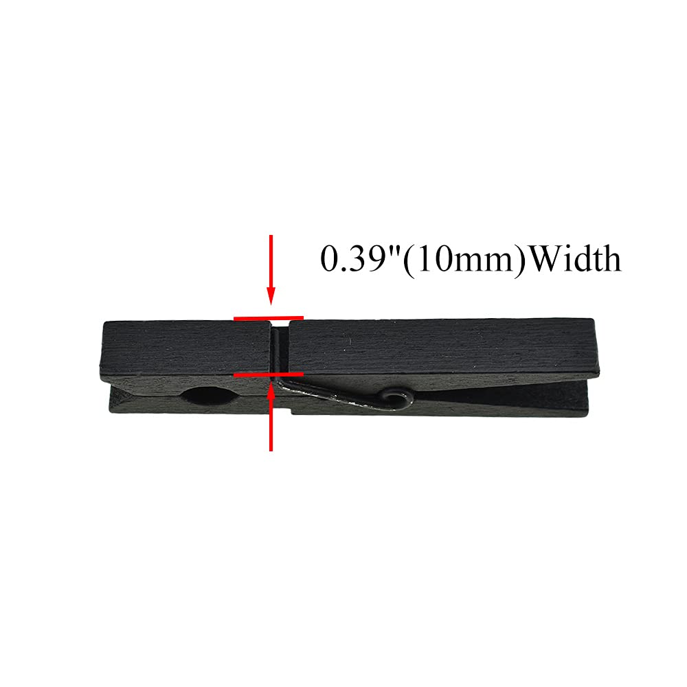 HAHIYO Black Wooden Clothes Pins Clothespins Wide Do NOT Fall Apart 2.87 inches Length 16 Pack Sturdy Strong Springs No Rust No Discoloration for Laundry Bathroom DIY Craft Photos Food Opened Bags