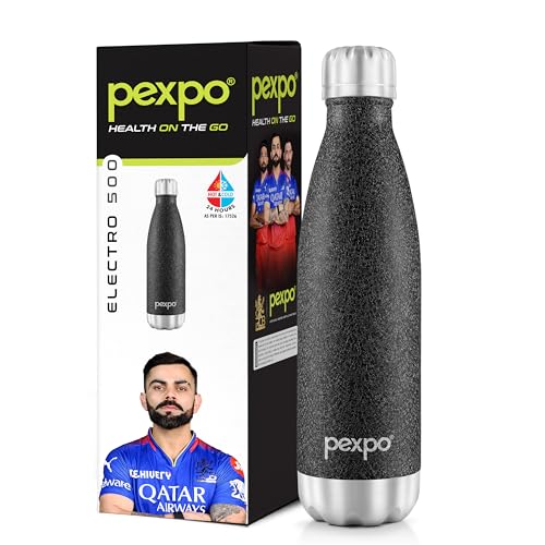 Pexpo Electro Pro Hot & Cold Isi Certified | Stainless Steel Water Bottle  500Ml Black | Thermoflask | Office Bottle | Workout 